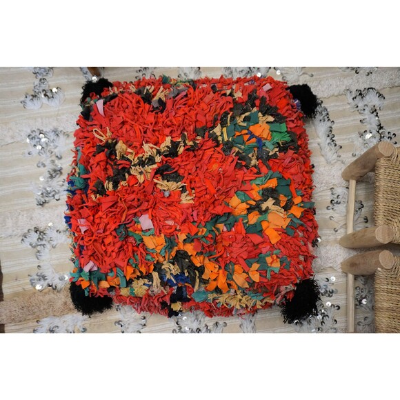 Moroccan Vintage Pouf Floor Pillow Berber Ottoman 03YL00489 - Picture 5 of 10